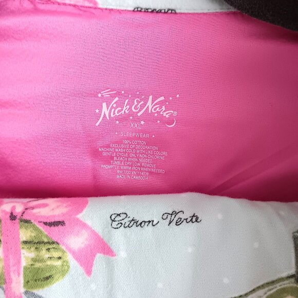 Nick & Nora Mint Green Flannel Pajama Set Macaroon Themed Pants & Top Set  XXL - Picture 4 of 4